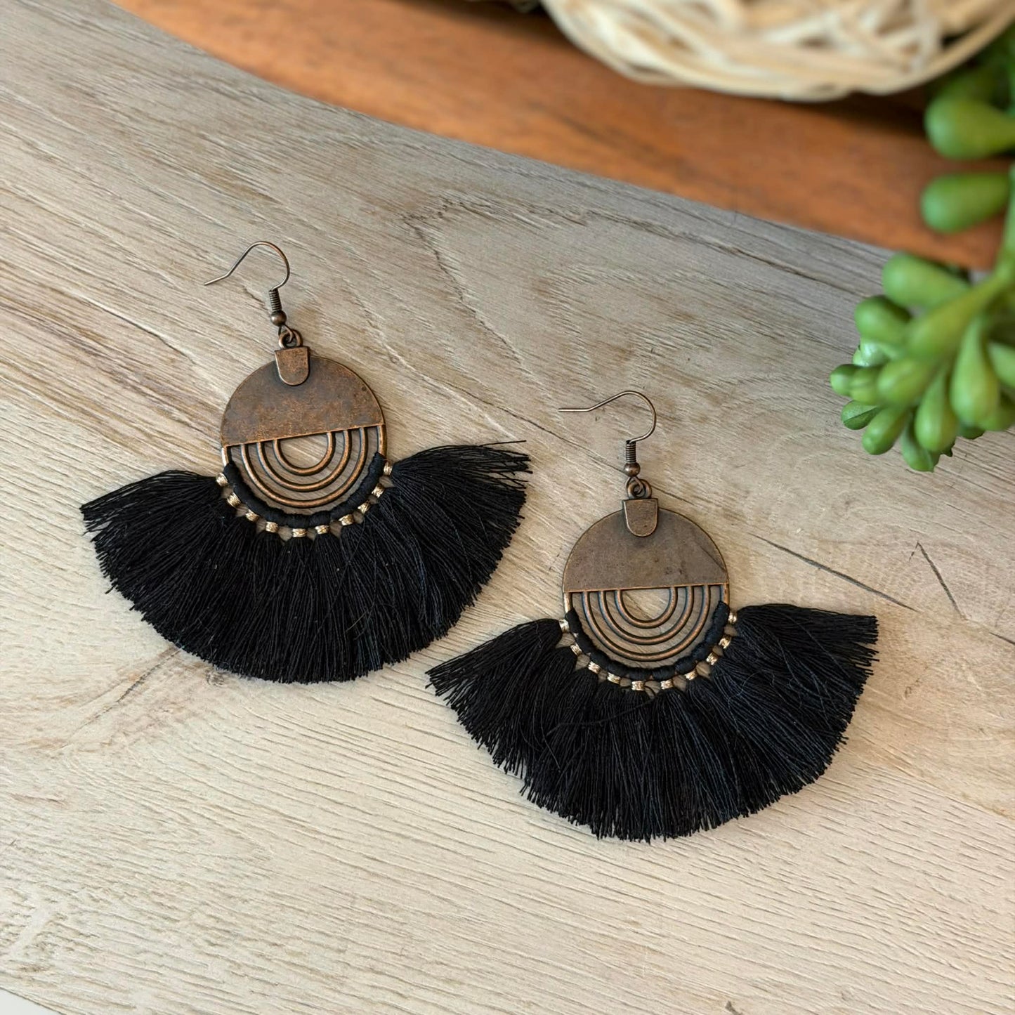 Black Fan Tassel Jewelry Junkie Earrings