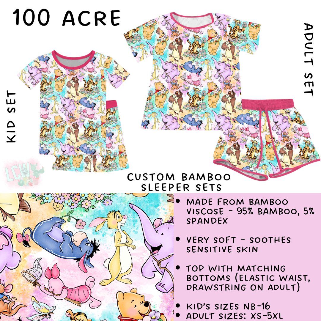 Ready To Ship - 100 Acre Adult Bamboo Short Sleeper Set - L, XL & 2XL