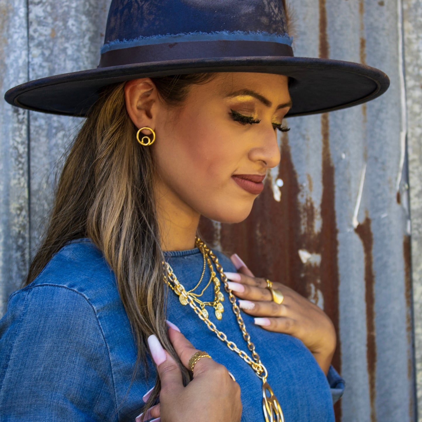**Matte Gold Double Circle Earrings 200g