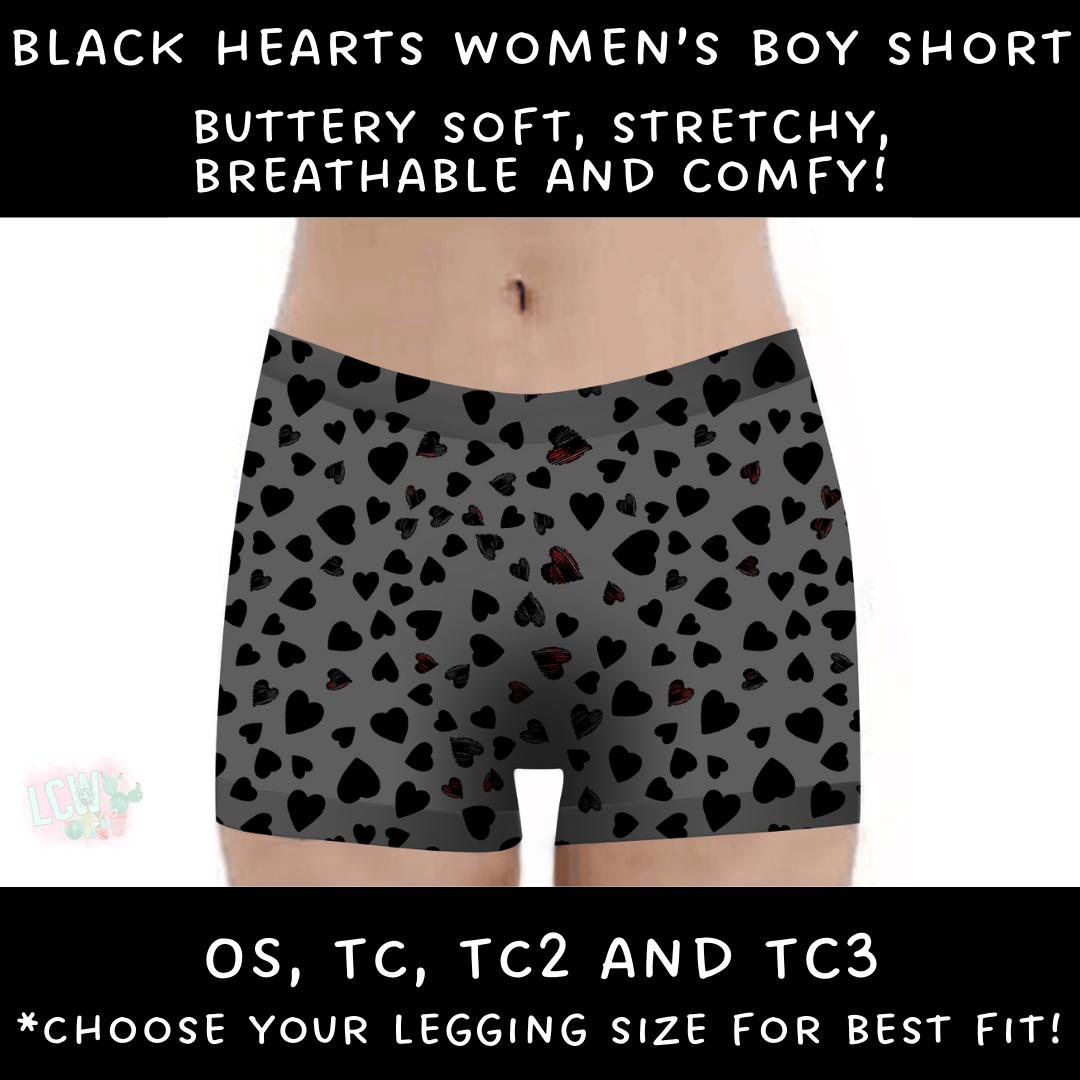 Ready To Ship - Black Hearts Boy Shorts