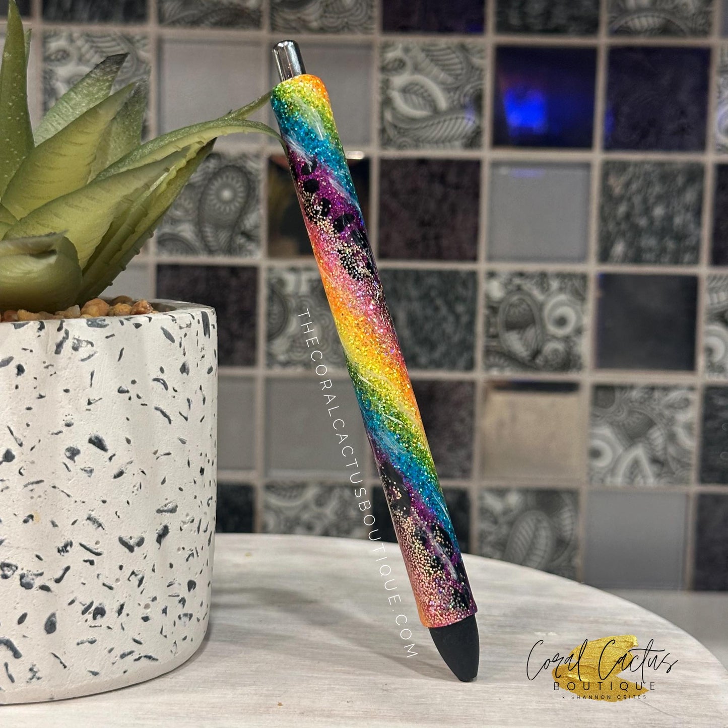 Custom Pen - Rainbow Leopard Swirl