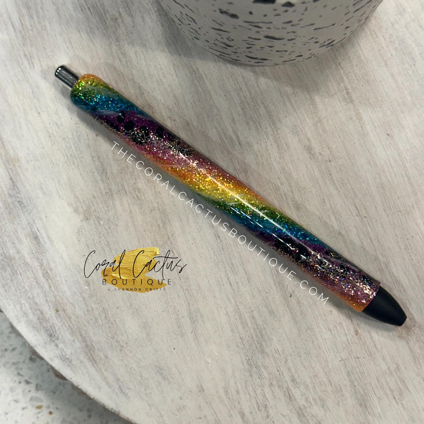 Custom Pen - Rainbow Leopard Swirl