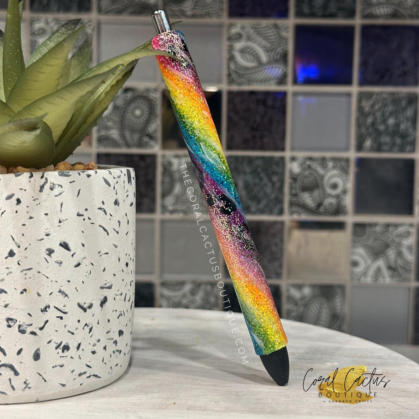 Custom Pen - Rainbow Leopard Swirl