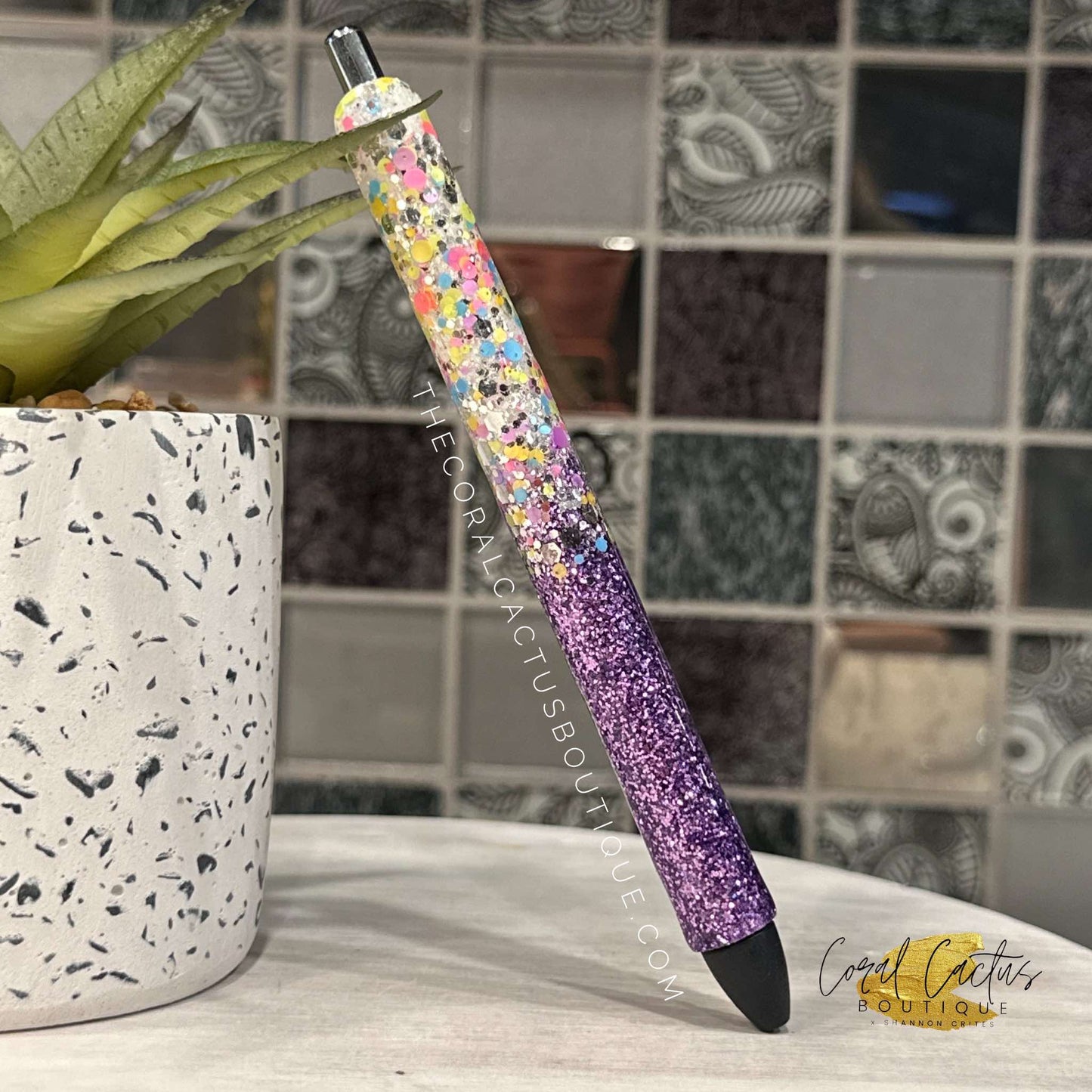 Custom Pen - Multicolor Chunky Glitter