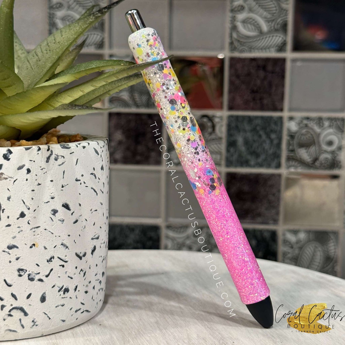 Custom Pen - Multicolor Chunky Glitter