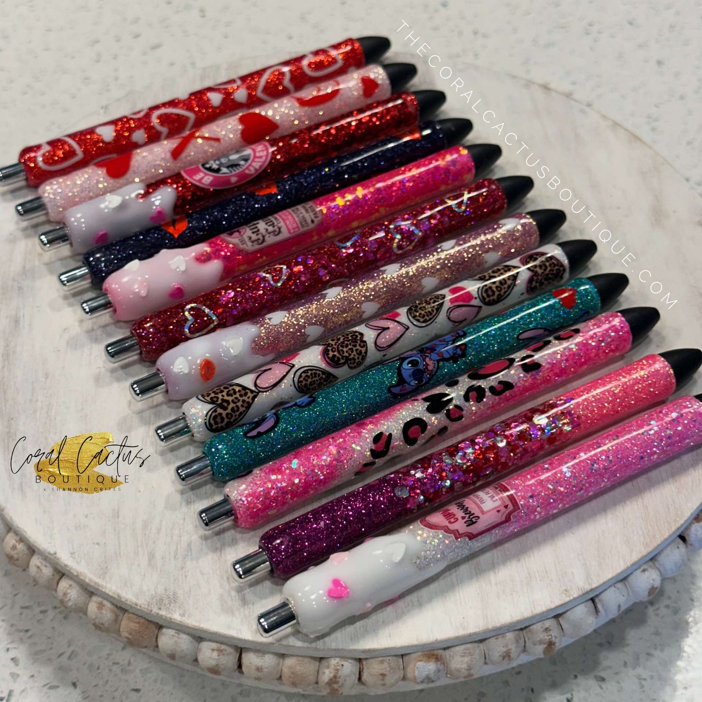 Custom Pen - Rose Gold Hearts Drip