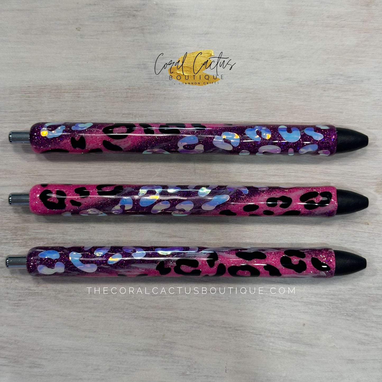 Custom Pen - Pink & Purple Leopard Swirl