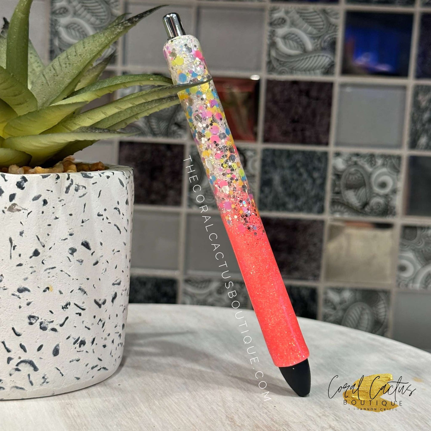 Custom Pen - Multicolor Chunky Glitter