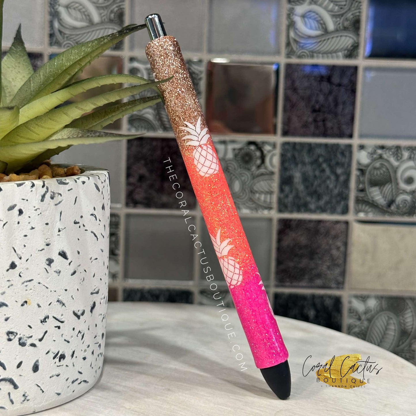 Custom Pen - Pineapple Glitter