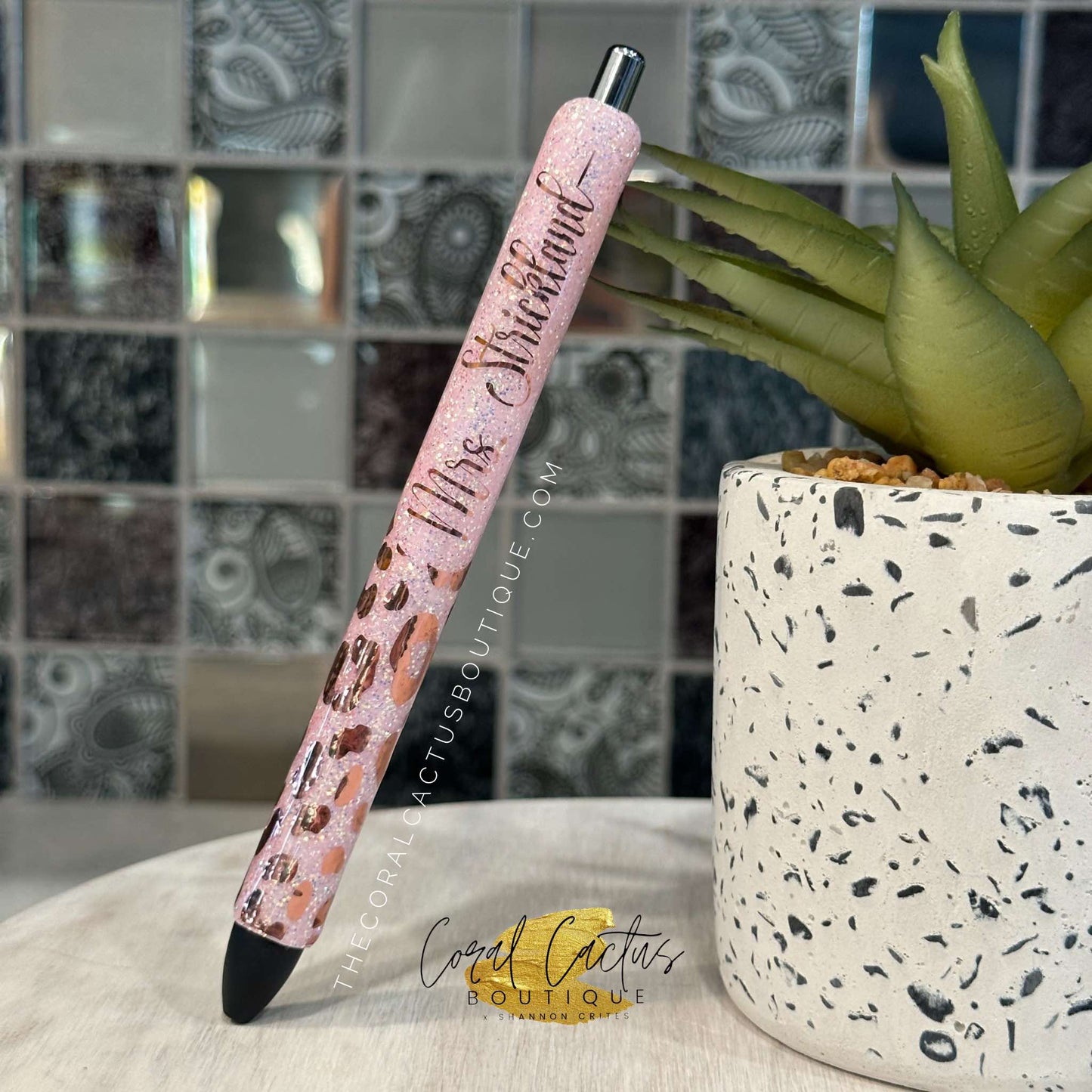 Custom Pen - Rose Gold Leopard