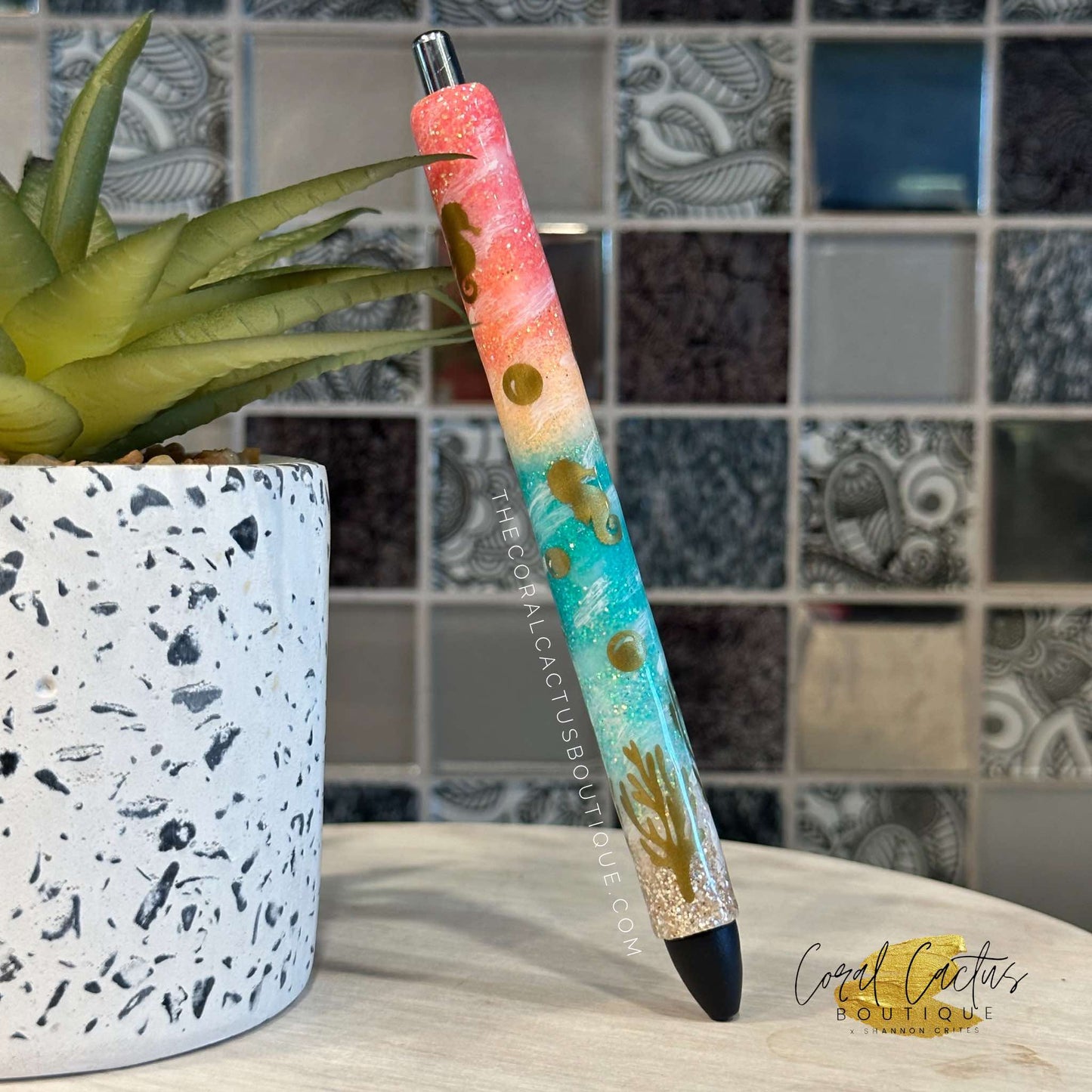 Custom Pen - Seahorse Sunset