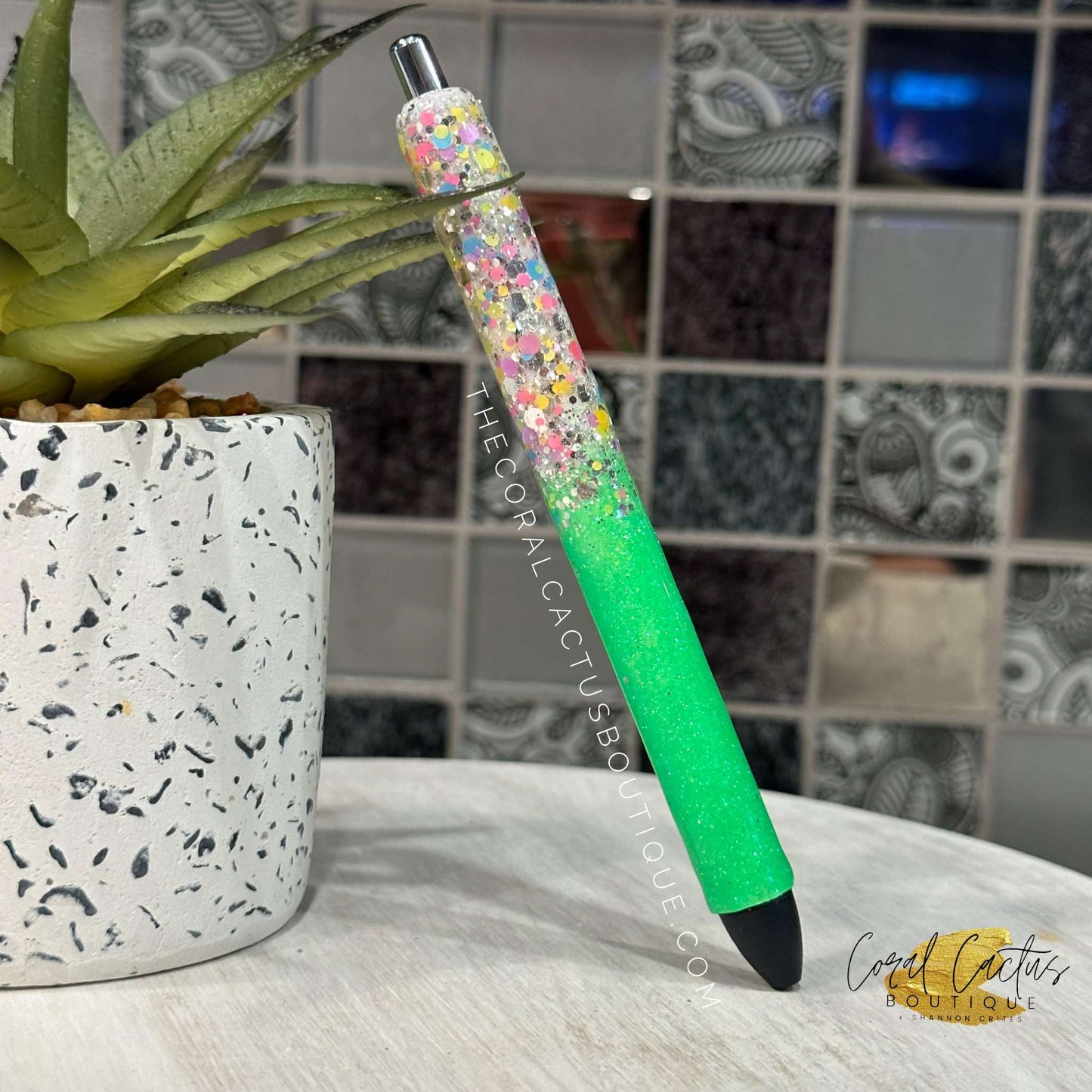 Custom Pen - Multicolor Chunky Glitter