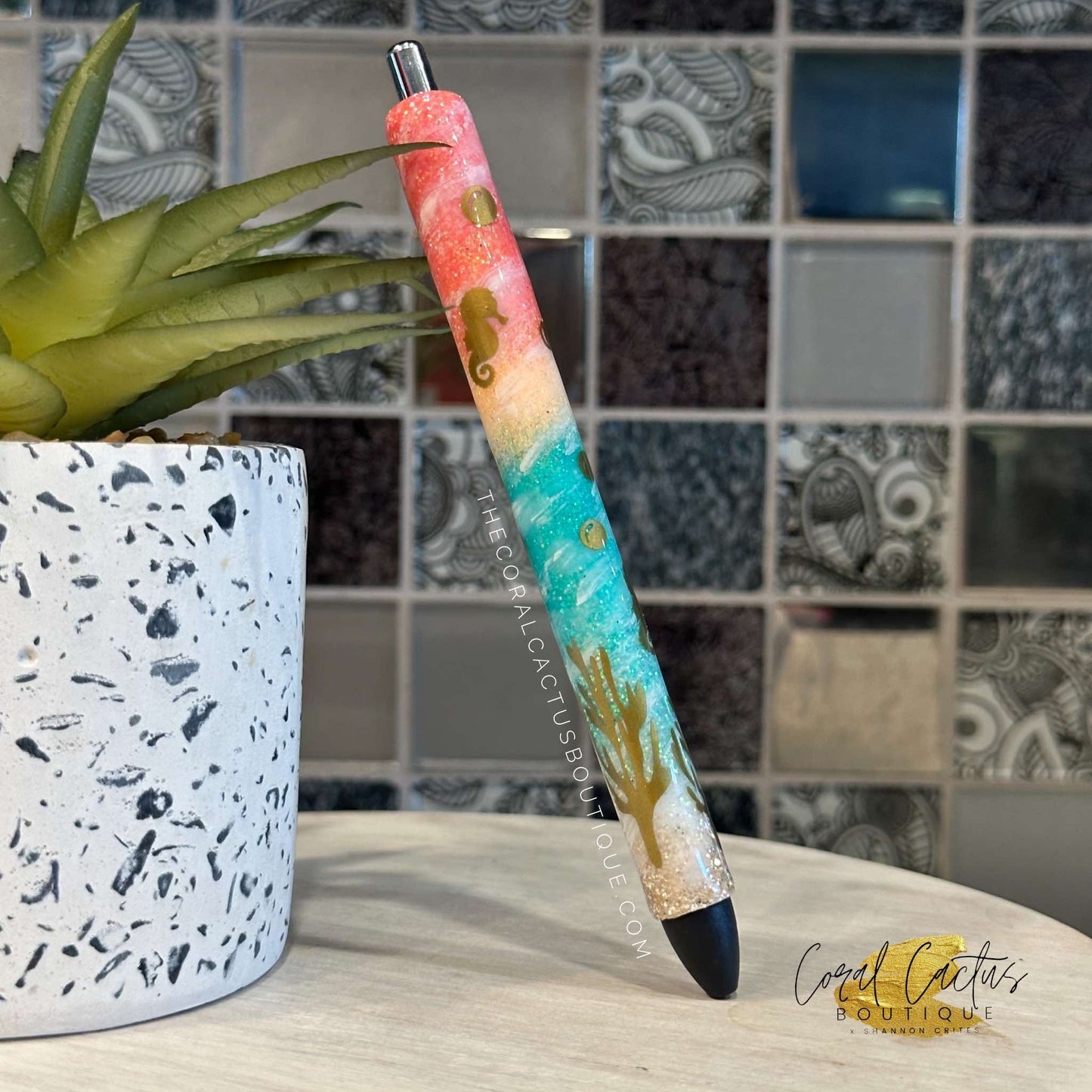 Custom Pen - Seahorse Sunset
