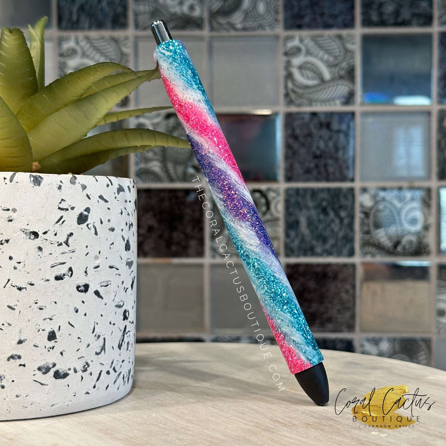 Custom Pen - Pink, Purple & Blue Swirl