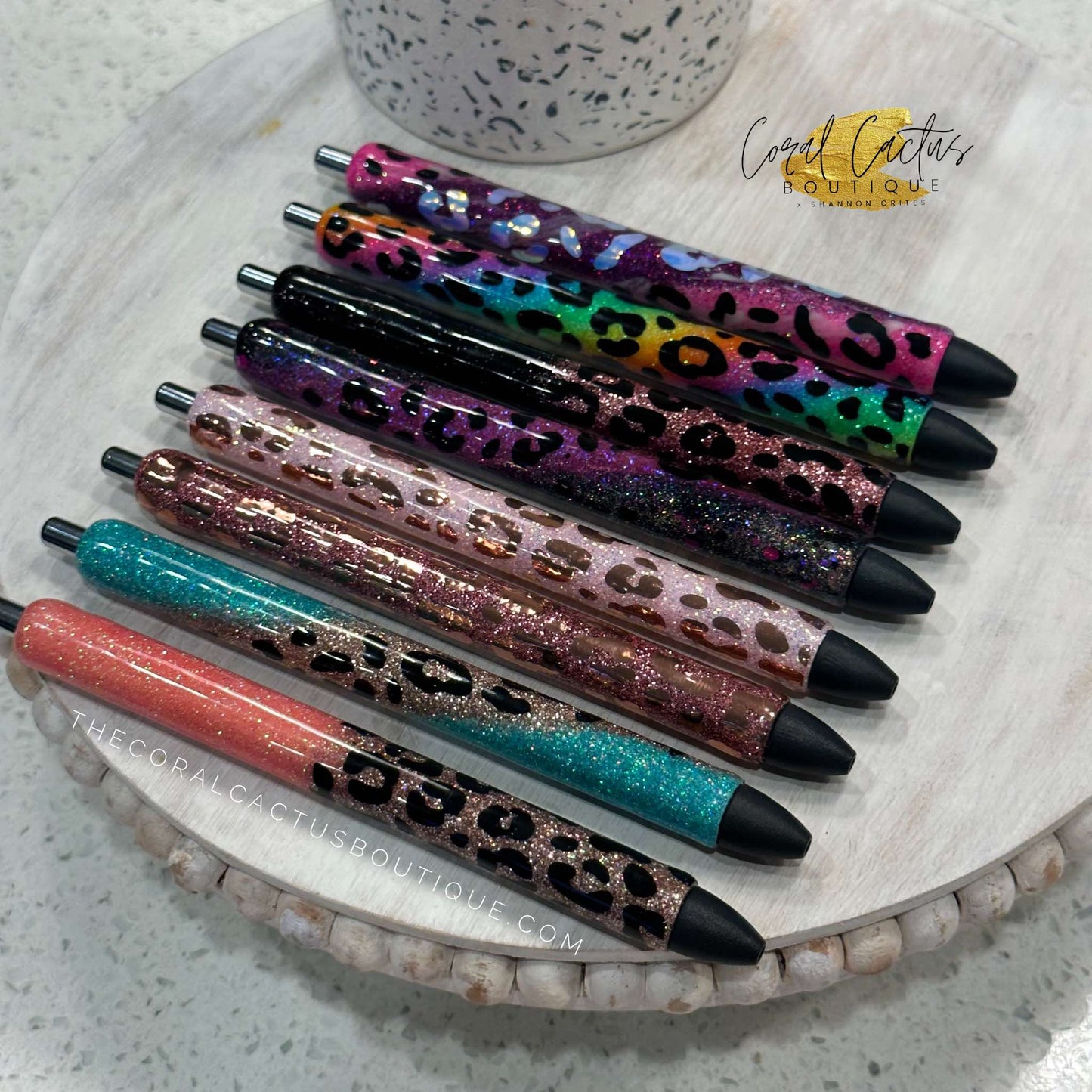 Custom Pen - Black and Purple Swirl Leopard