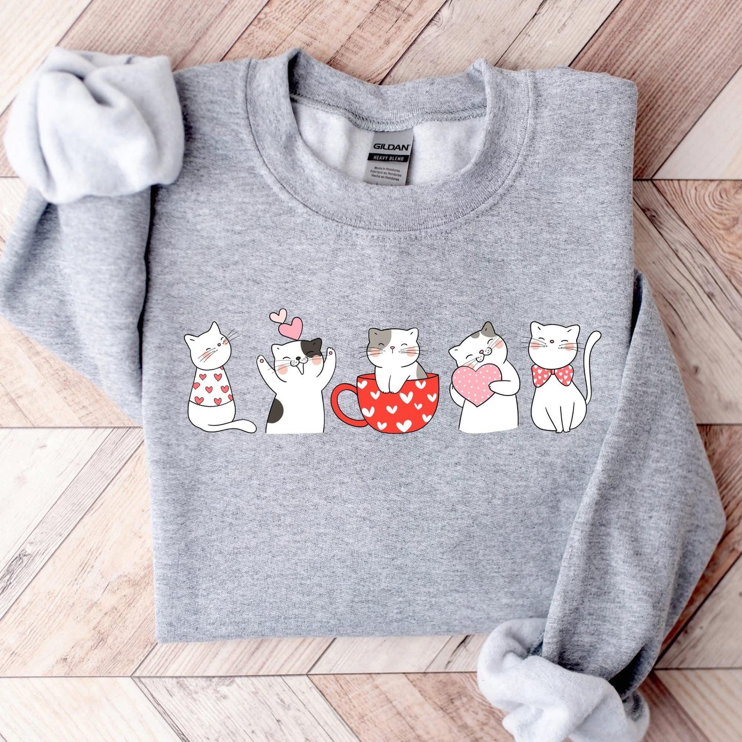 Cat Hearts Graphic Sweatshirt