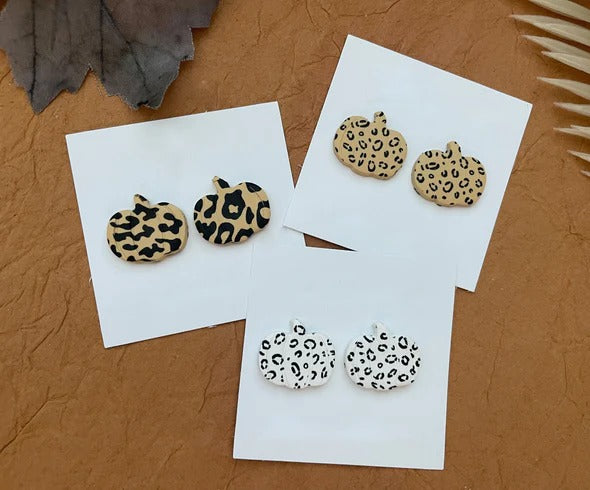 Clay Hand Painted Pumpkin Earrings