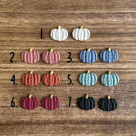 Pumpkin Stud Clay Handmade Earrings