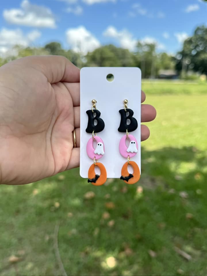 Colorful Boo Dangle Clay Handmade Earrings