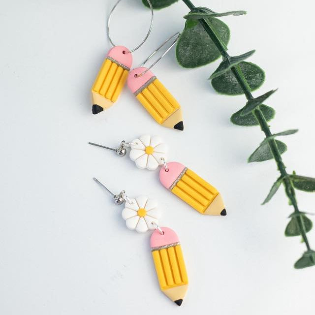 Pencil Clay Dangle Earrings