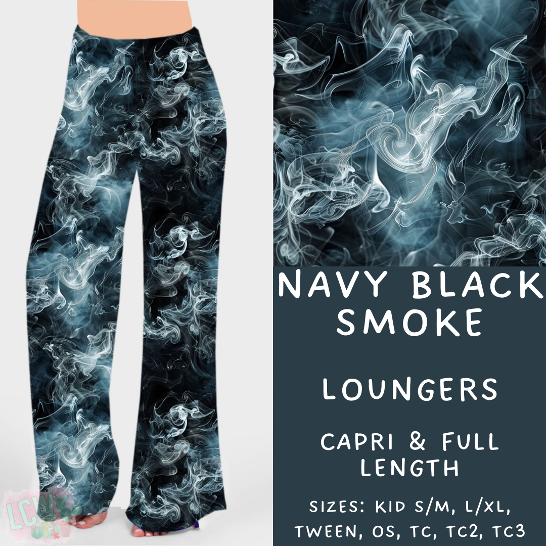 Ready to Ship - Navy Black Smoke Capri Loungers - OS