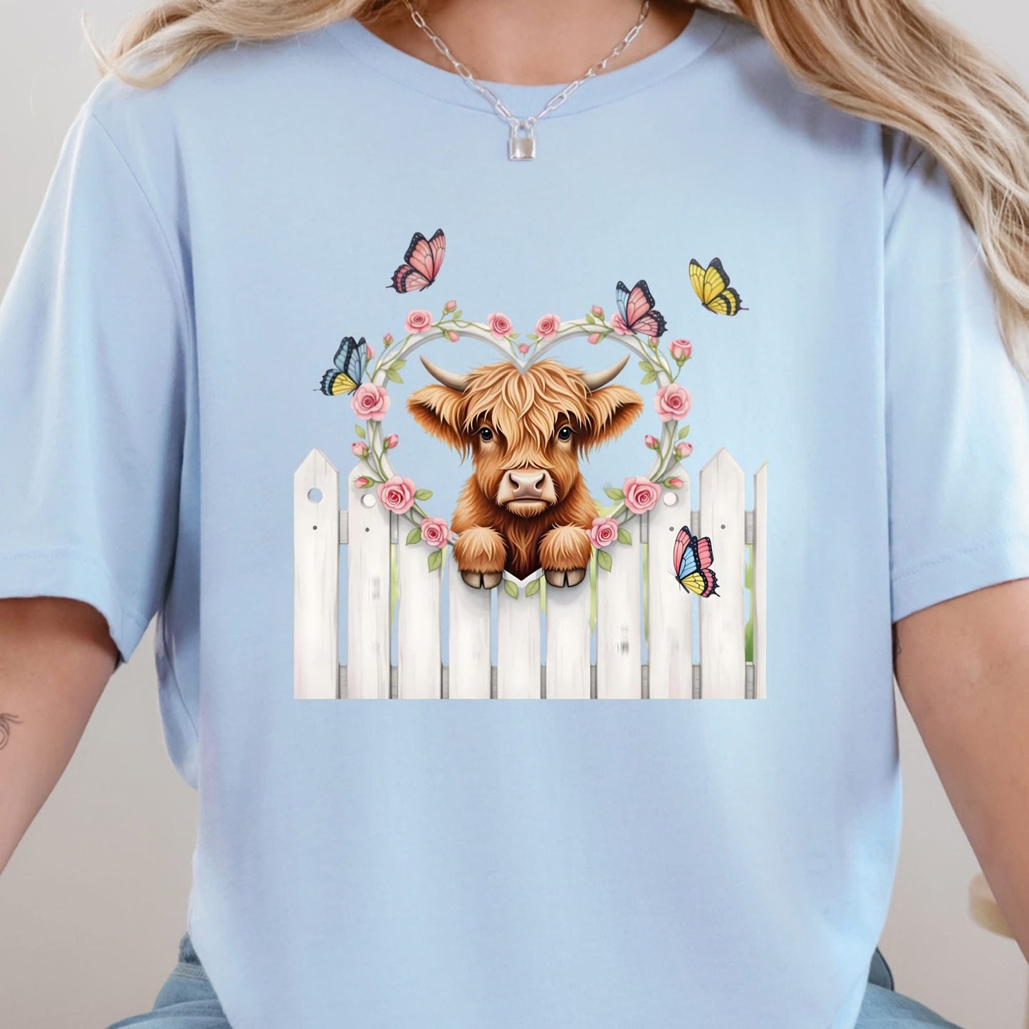 Highland Cow Butterflies Graphic Tee