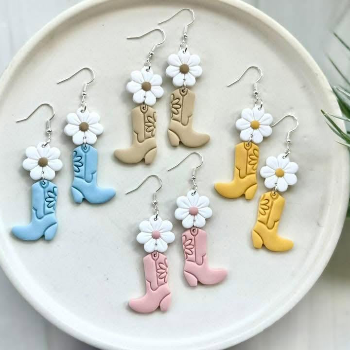 Floral Boots Dangle Earrings
