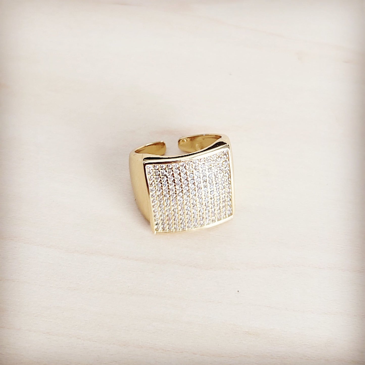 Square Sparkle Gilded Statement Ring 013mm