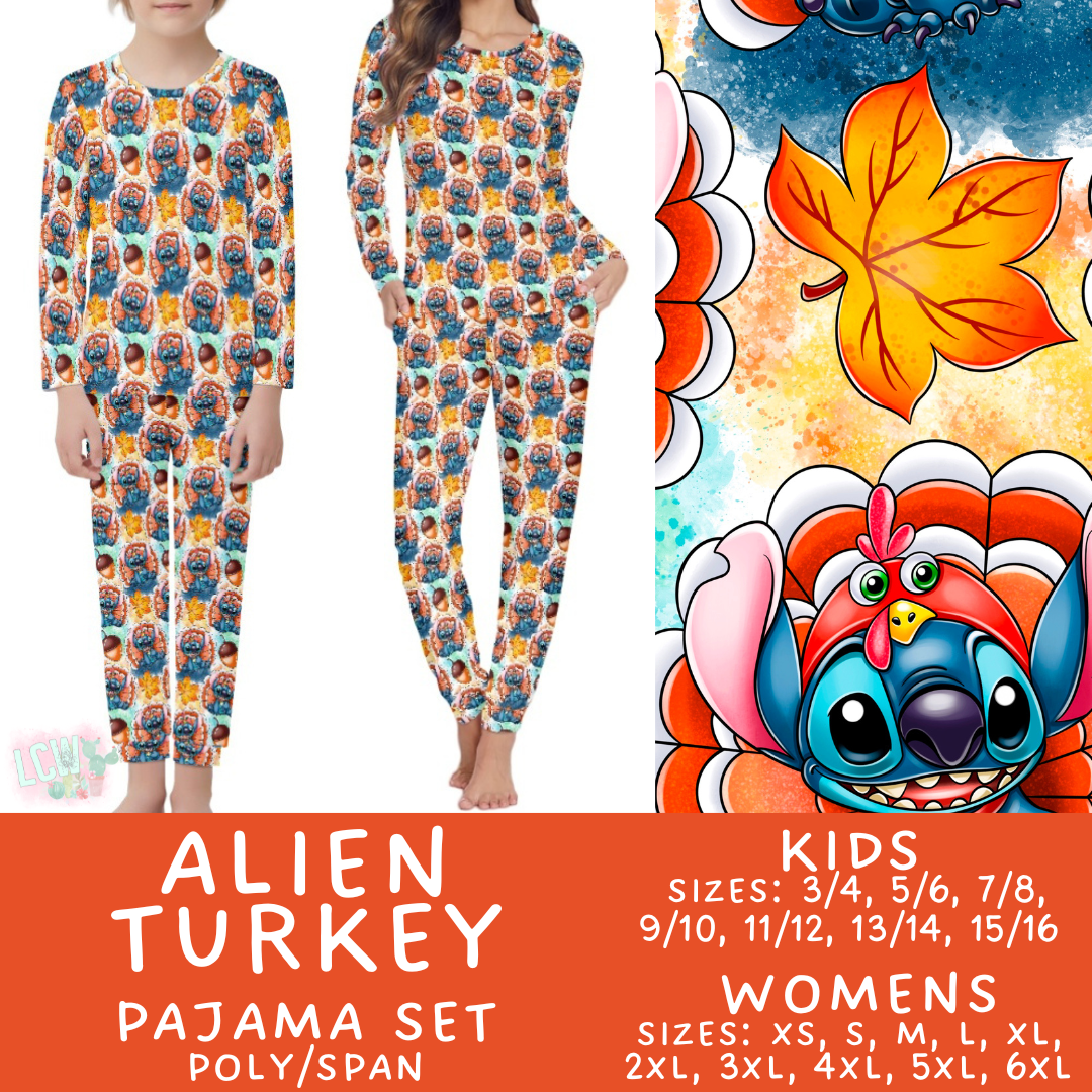Batch #406 - Fall Family Pajamas - Closes 9/3 - ETA mid/late October - Alien Turkey Women's & Kid's Pajama Set