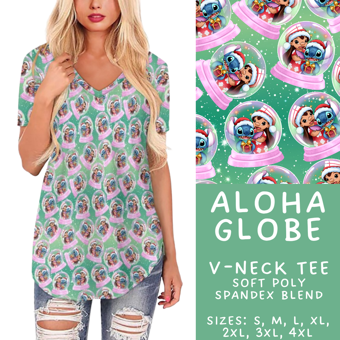 Batch #432 - Winter Globes - Closes 10/17 - ETA early December - Aloha Globe V-Neck Tee