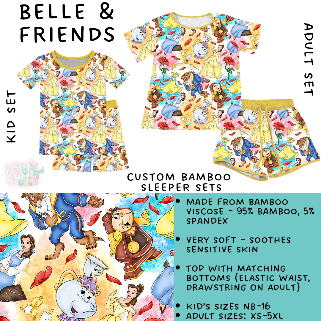Ready To Ship - Belle & Friends Adult & Kid's Bamboo Short Sleeper Set