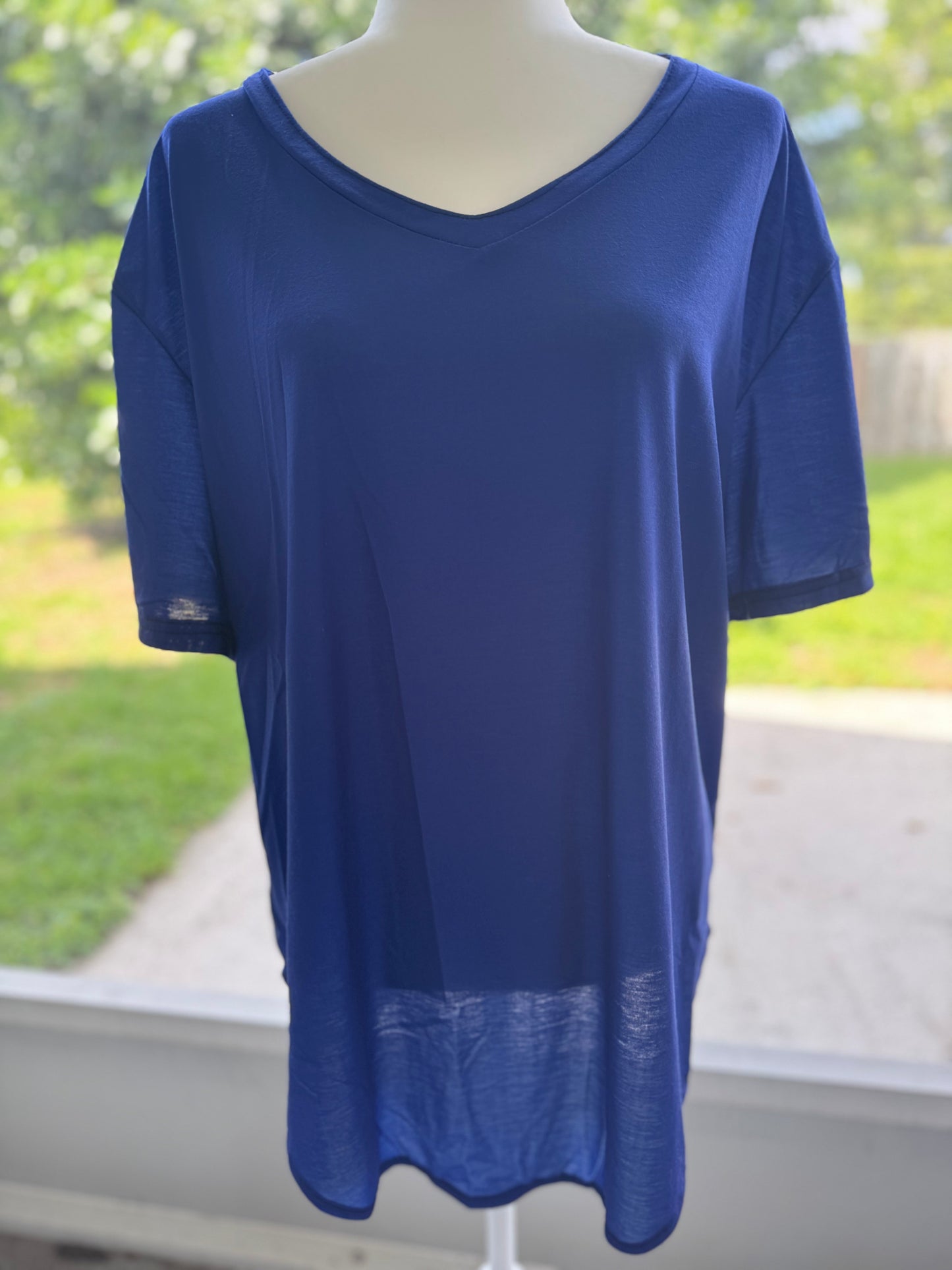 Ready to Ship Solid Royal Blue V-Neck Tee