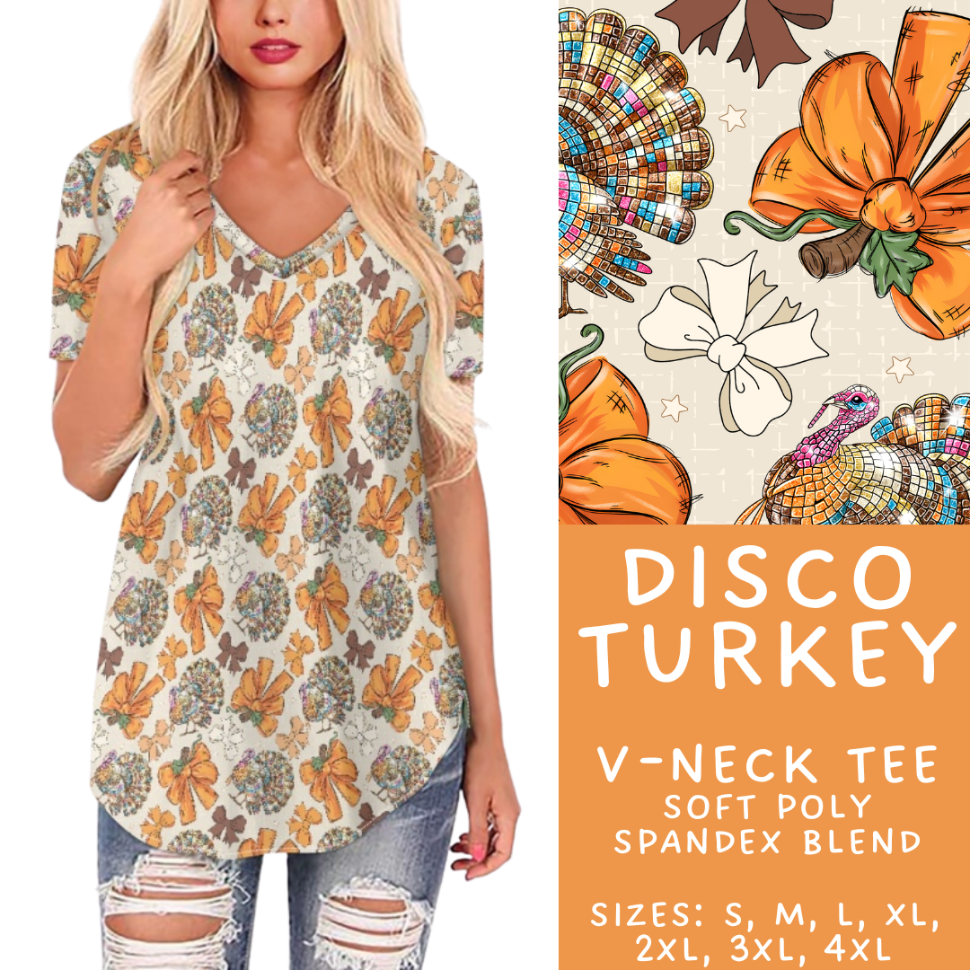 Batch #407 - Fall Fun 2 - Closes 9/4 - ETA mid/late October - Disco Turkey V-Neck Tee