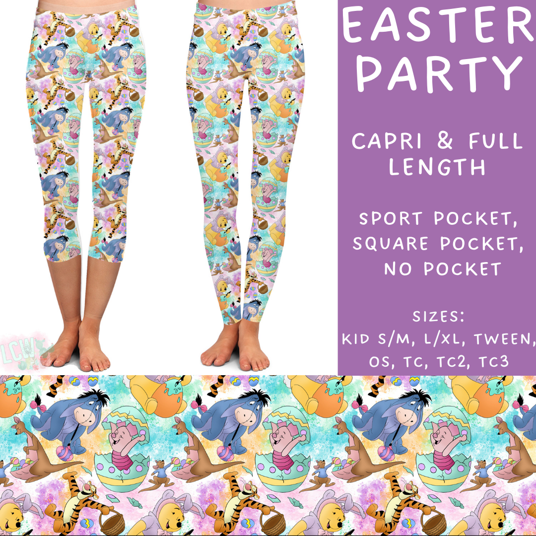 Ready To Ship - Easter Party Full and Capri Length Leggings - Sq Pocket OS, Sport Pocket TC