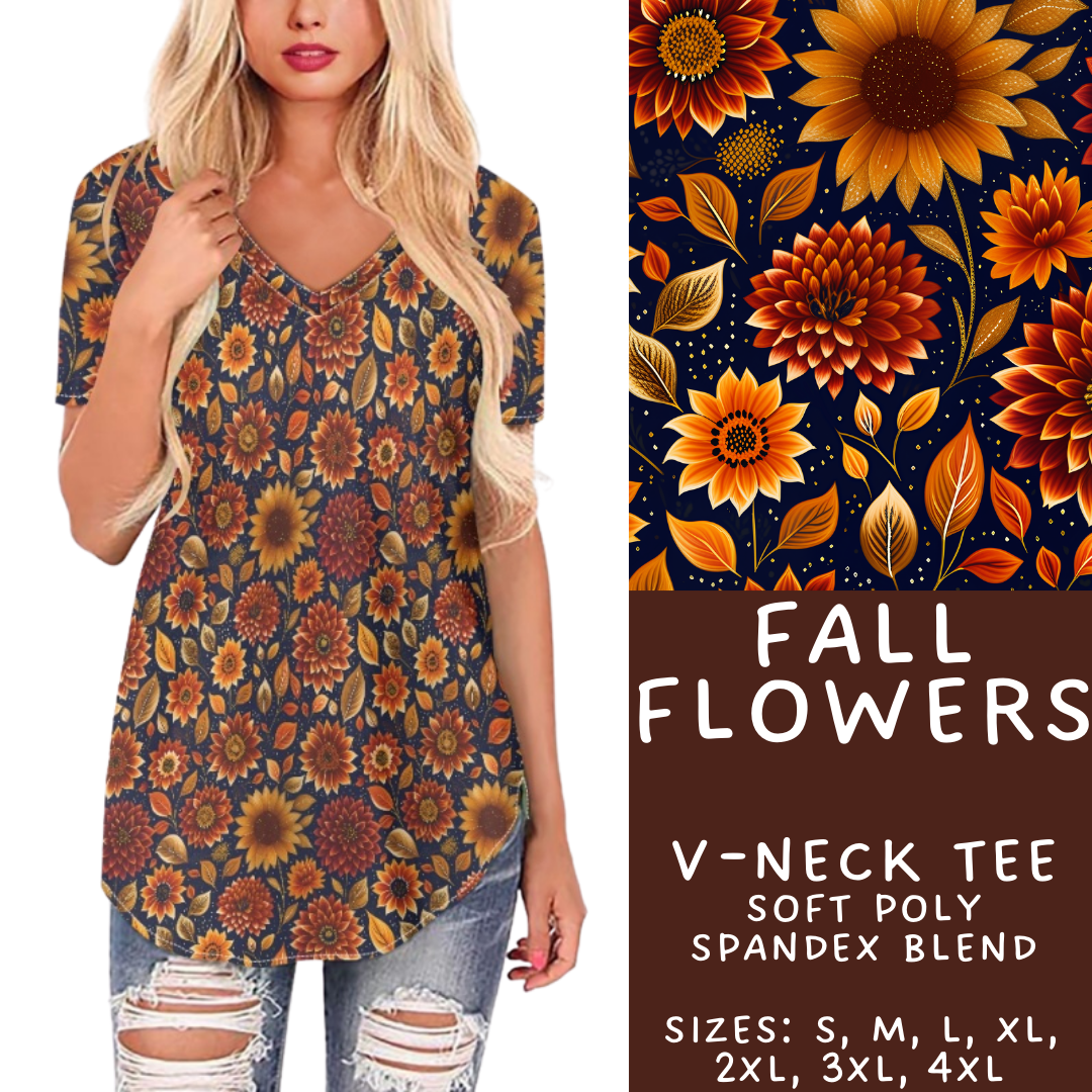 Batch #408 - Fun Run 14 - Closes 9/5 - ETA mid/late October - Fall Flowers V-Neck Tee