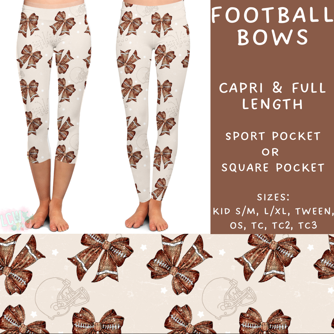 Ready To Ship - Football Bows Full Length Leggings