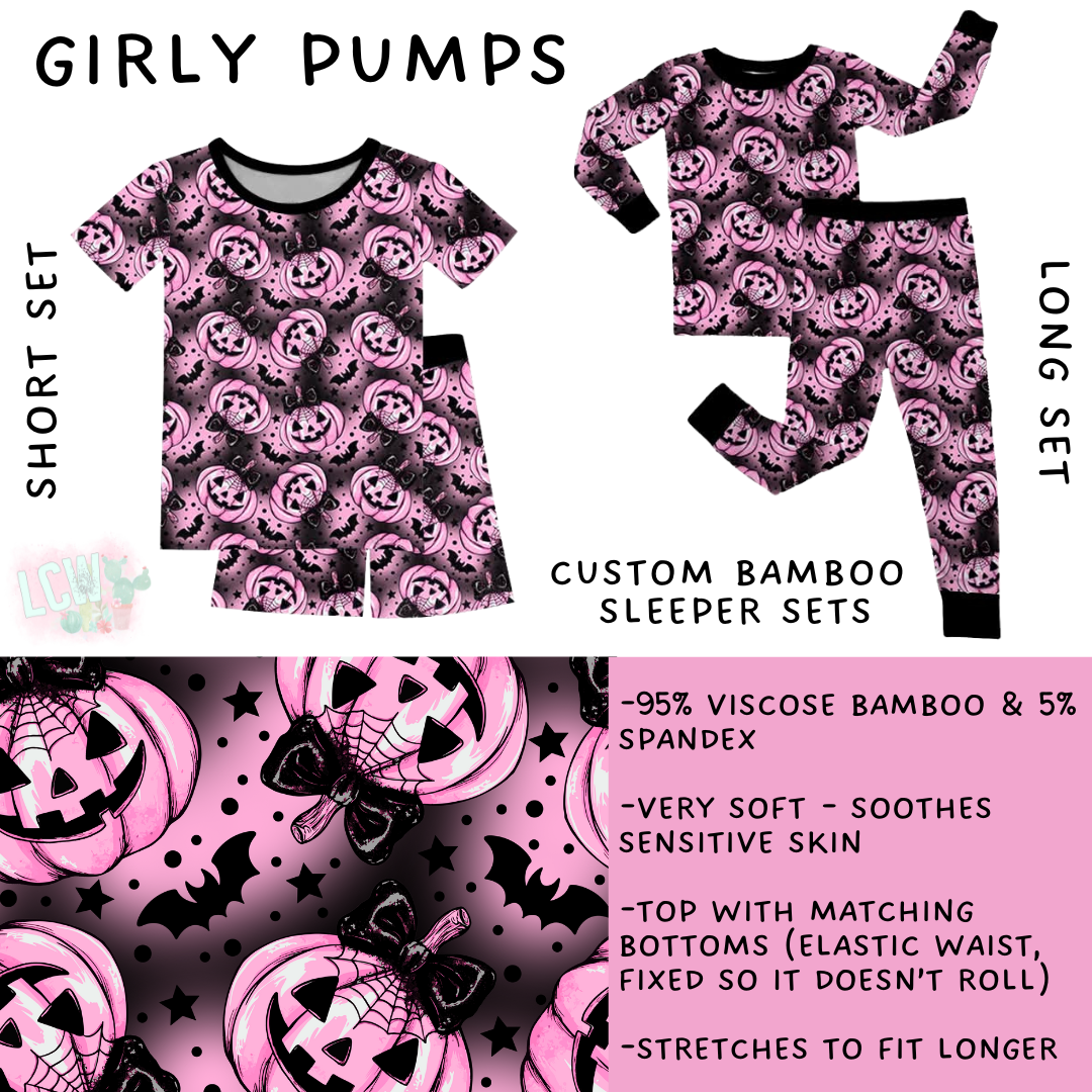 Batch #402 - Little Dreamers HalloFall - Closes 8/27 - ETA mid October - Girly Pumps Bamboo Short and Long Sleeper Set