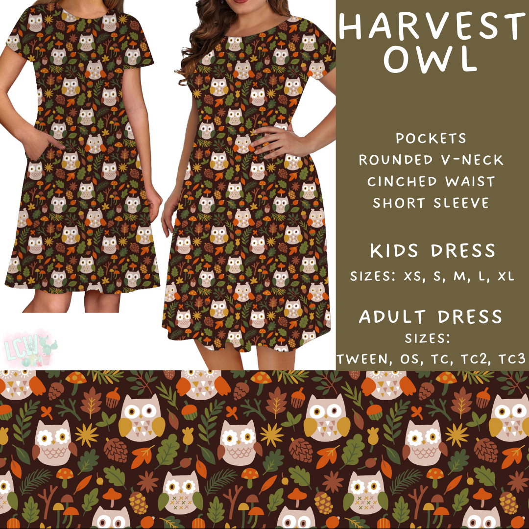 Batch #407 - Fall Fun 2 - Closes 9/4 - ETA mid/late October - Harvest Owl Womens & Girls Dresses