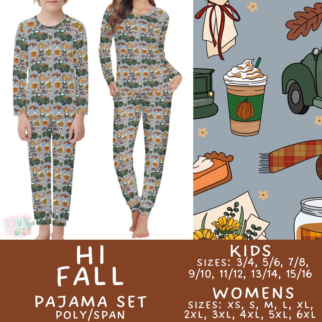 Batch #406 - Fall Family Pajamas - Closes 9/3 - ETA mid/late October - Hi Fall Women's & Kid's Pajama Set