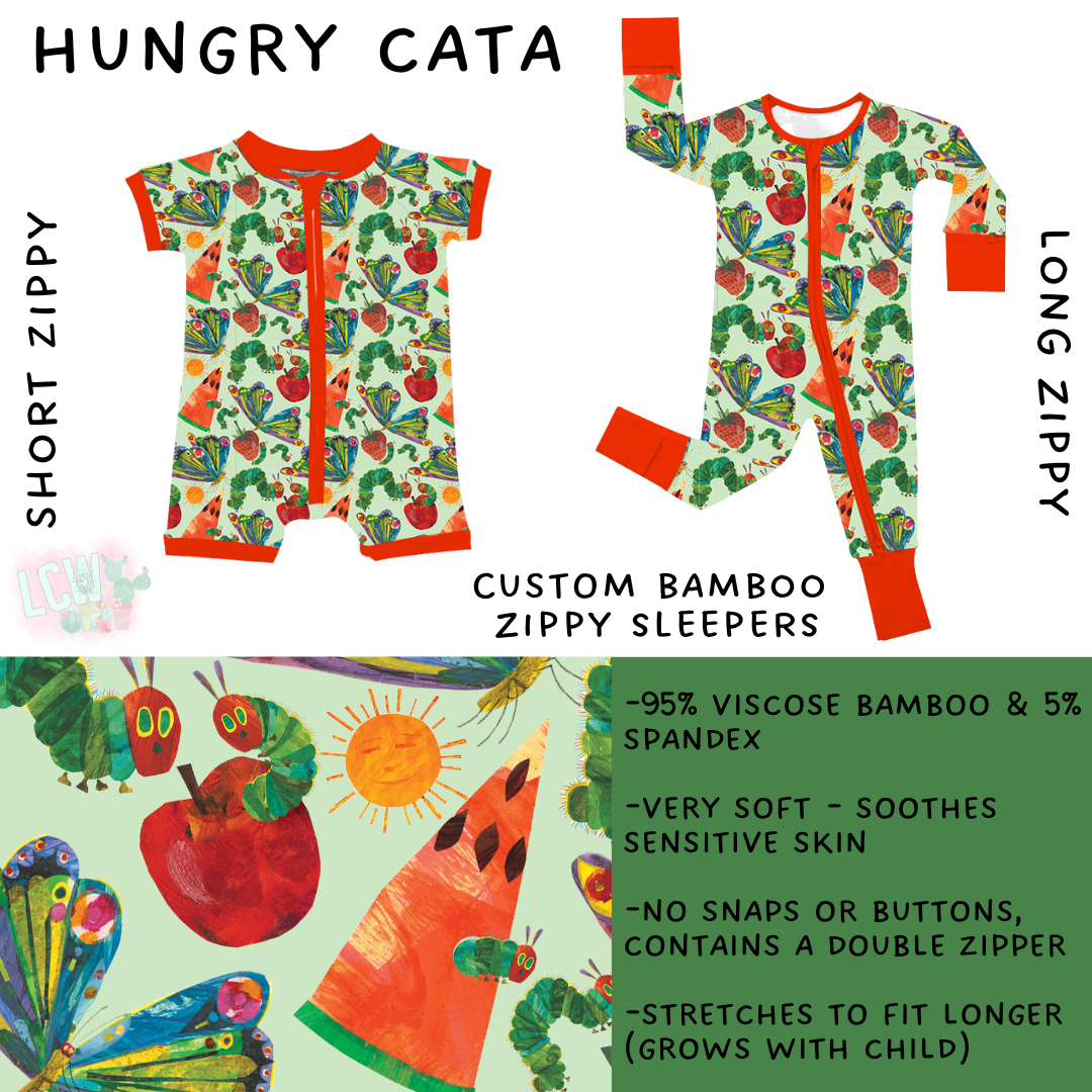 Ready To Ship - Hungry Cata Short Zip - 6-12 Mos & Long Zip - 0-3 Mos