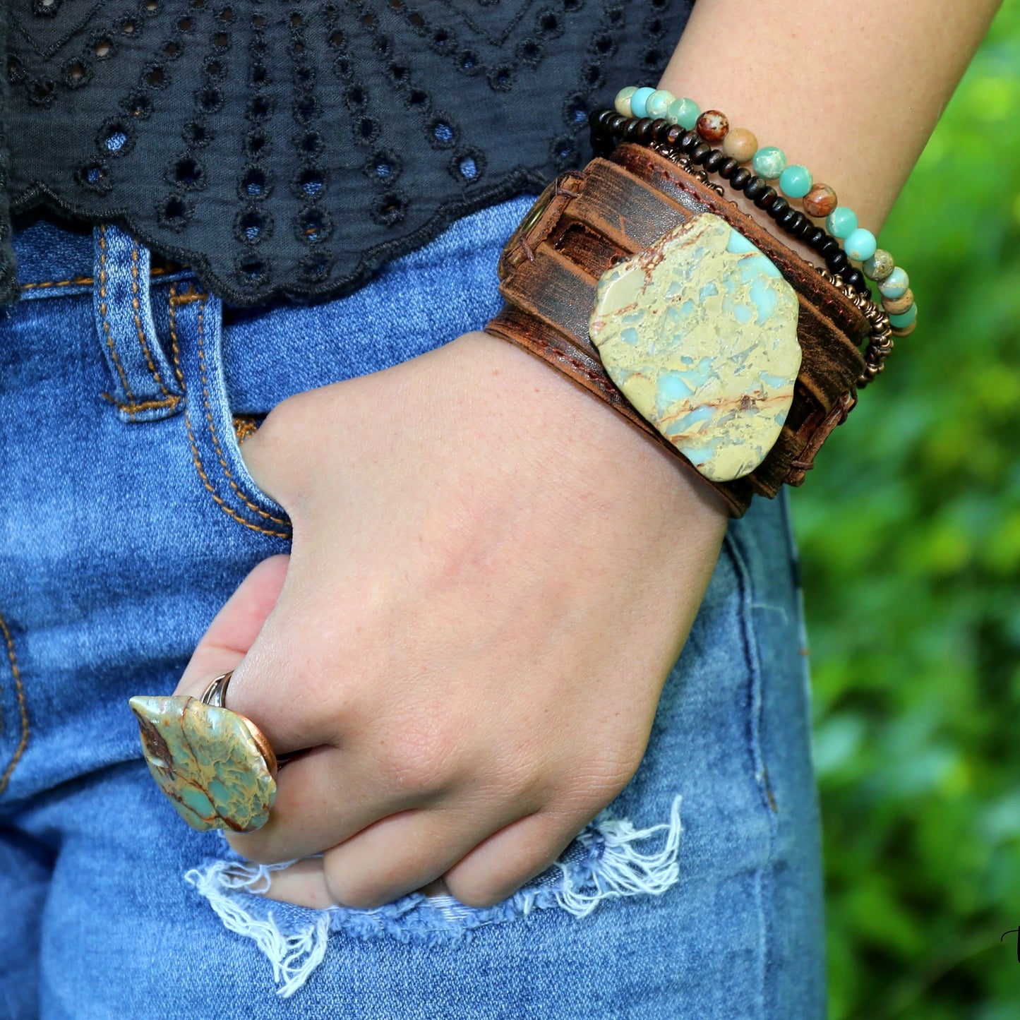 Aqua Terra Jasper Stretch Jewelry Junkie Bracelet