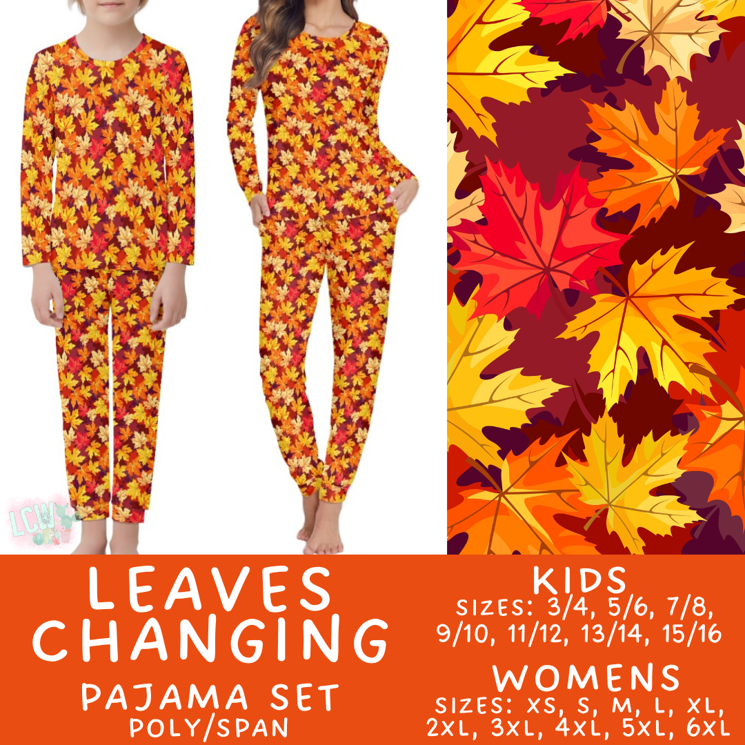 Batch #406 - Fall Family Pajamas - Closes 9/3 - ETA mid/late October - Leaves Changing Women's & Kid's Pajama Set