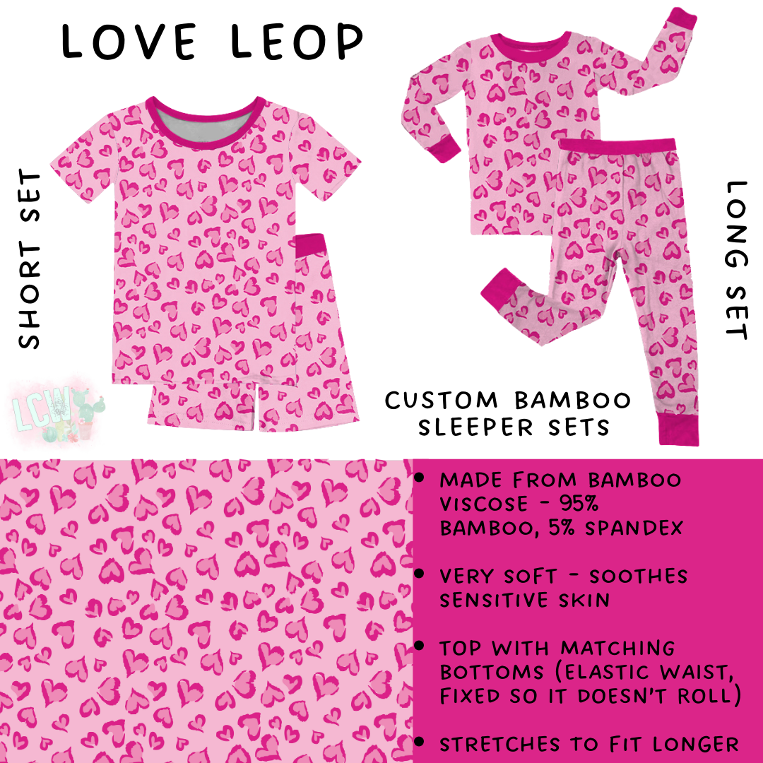 Ready to Ship - Love Leop Bamboo Short Sleeper Set - 4T & 5T