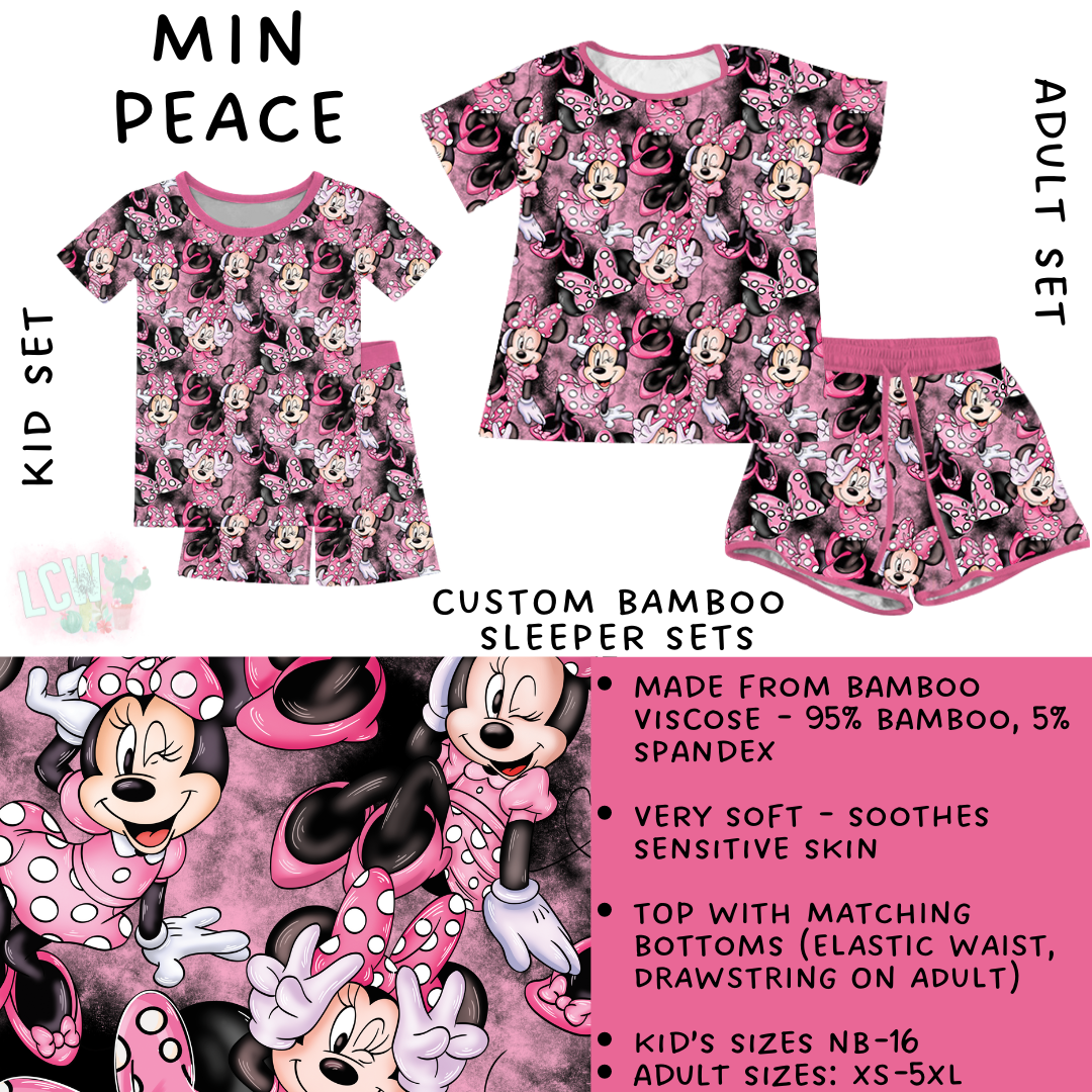 Ready To Ship - Min Peace Adult & Kid's Bamboo Short Sleeper Set - 4T, 5T, 6T & Adult XL