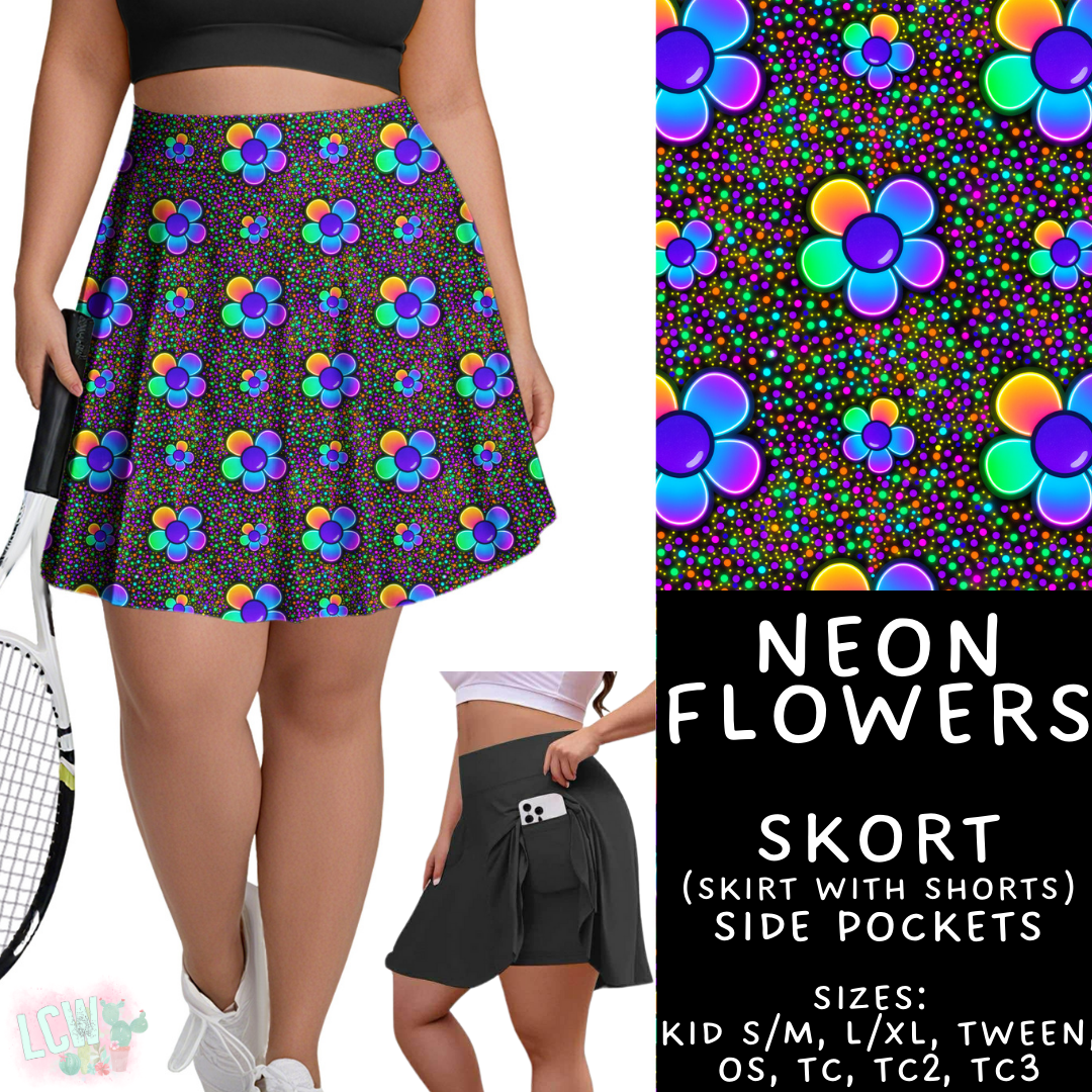 Batch #408 - Fun Run 14 - Closes 9/5 - ETA mid/late October - Neon Flowers Skort