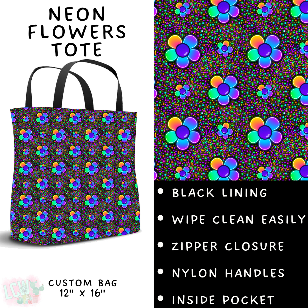 Batch #408 - Fun Run 14 - Closes 9/5 - ETA mid/late October - Neon Flowers Tote