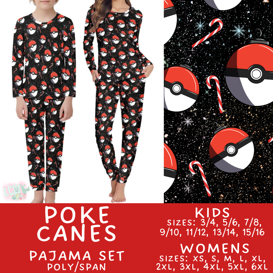 Batch #431 - Character Christmas Pajamas - Closes 10/16 - ETA late Nov - Poke Canes Women's & Kid's Pajama Set