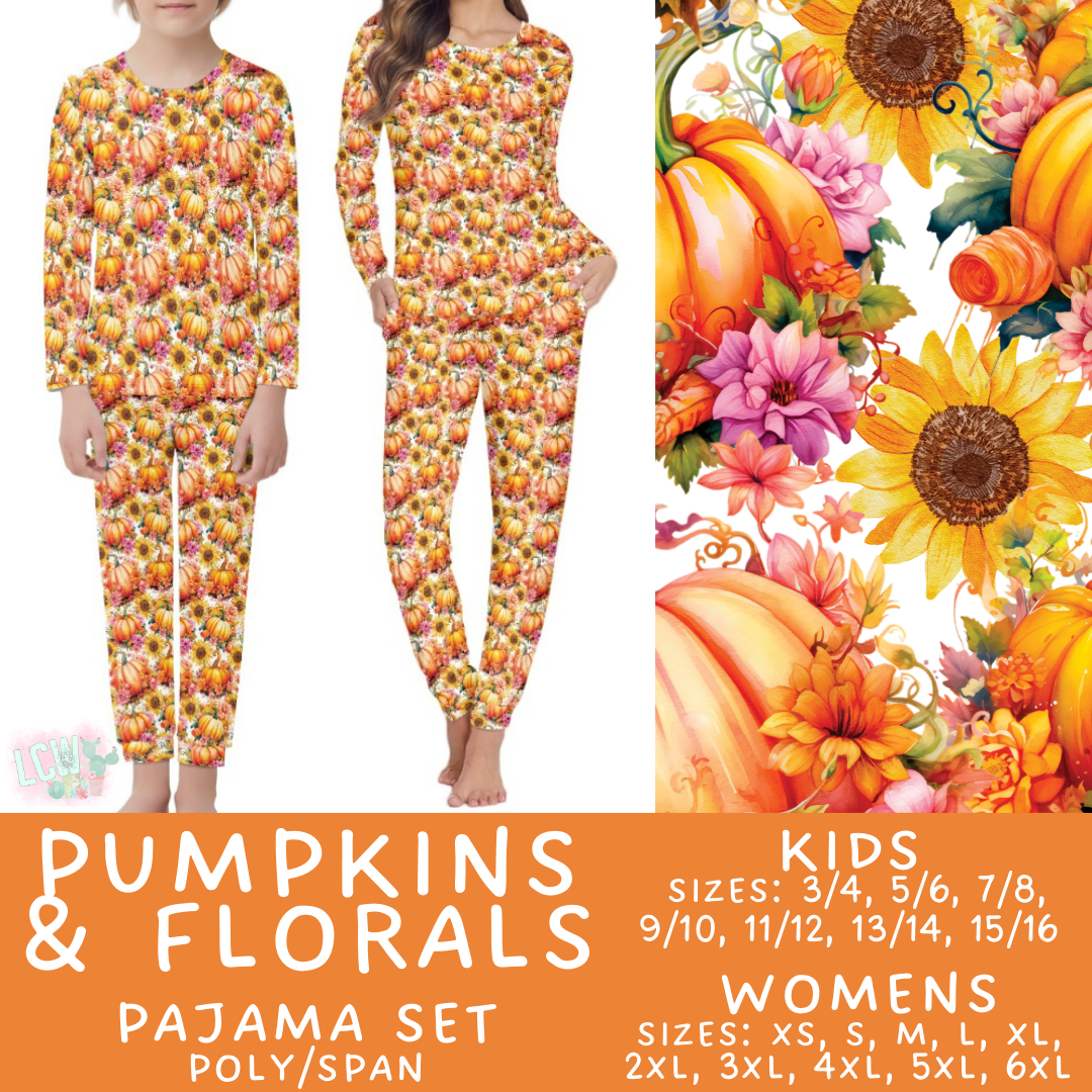 Batch #406 - Fall Family Pajamas - Closes 9/3 - ETA mid/late October - Pumpkins & Florals Women's & Kid's Pajama Set