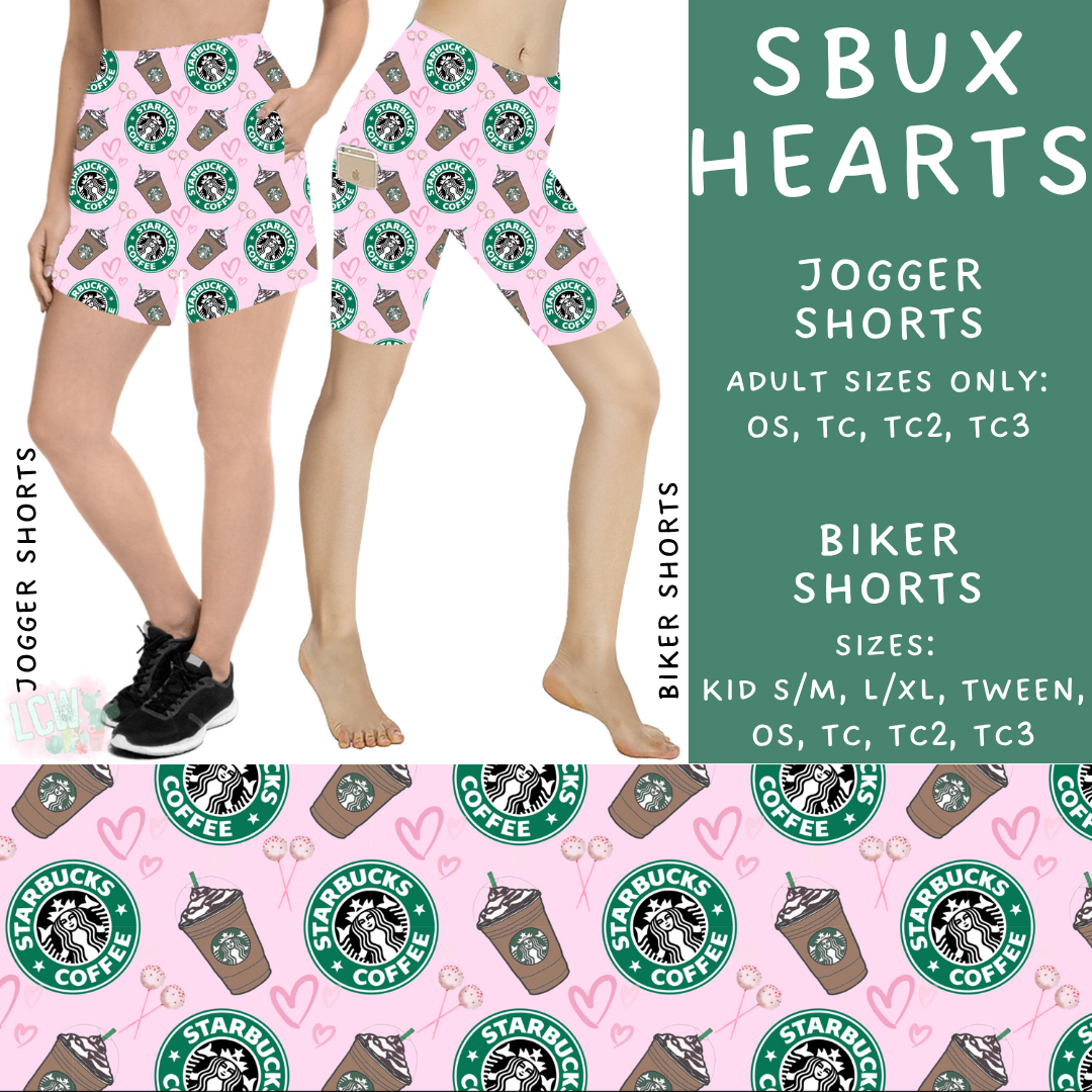 Batch #370 - Fun Run 12 - Closes 7/8 - ETA early Sept - Sbux Hearts Biker & Jogger Shorts