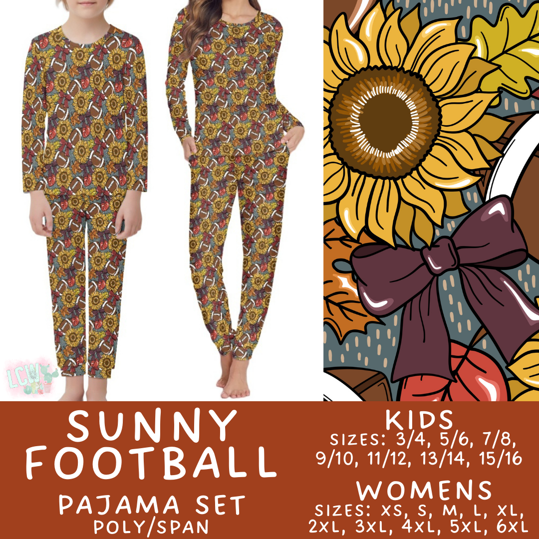 Batch #406 - Fall Family Pajamas - Closes 9/3 - ETA mid/late October - Sunny Football Women's & Kid's Pajama Set
